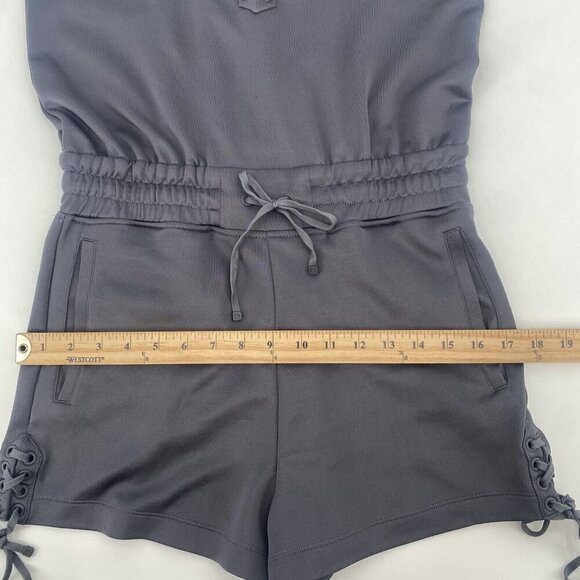 BLANC NOIR Side Medium Lace Up Romper Sleeveless Charcoal Gray Modal - Picture 12 of 16